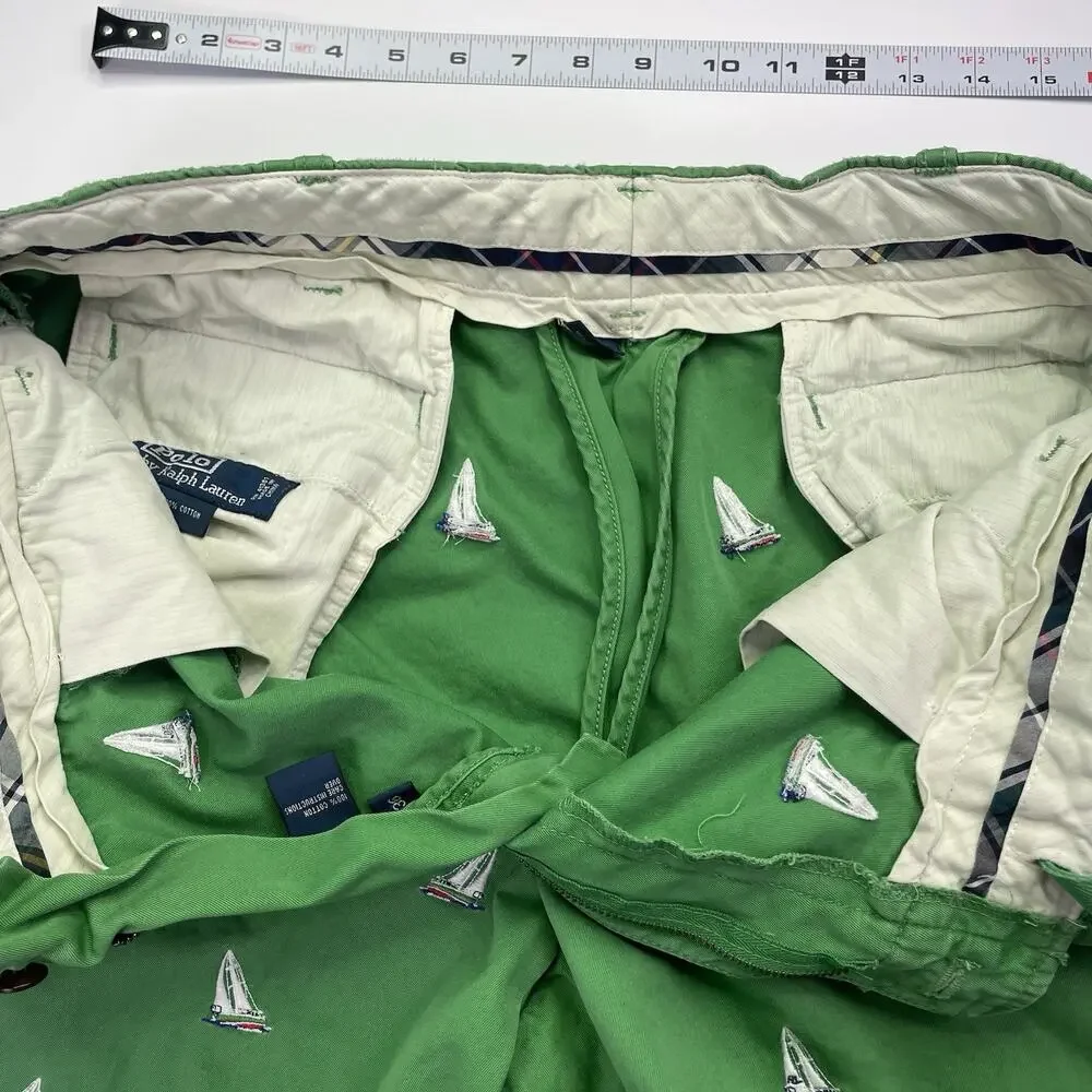 Polo Ralph Lauren AOP Shorts Men’s 36 Sailboat Green Chino